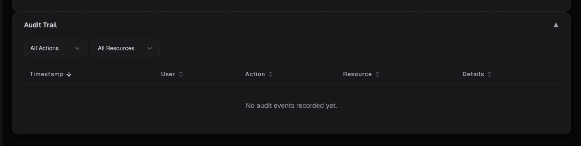 Audit trail log on alphactor.ai