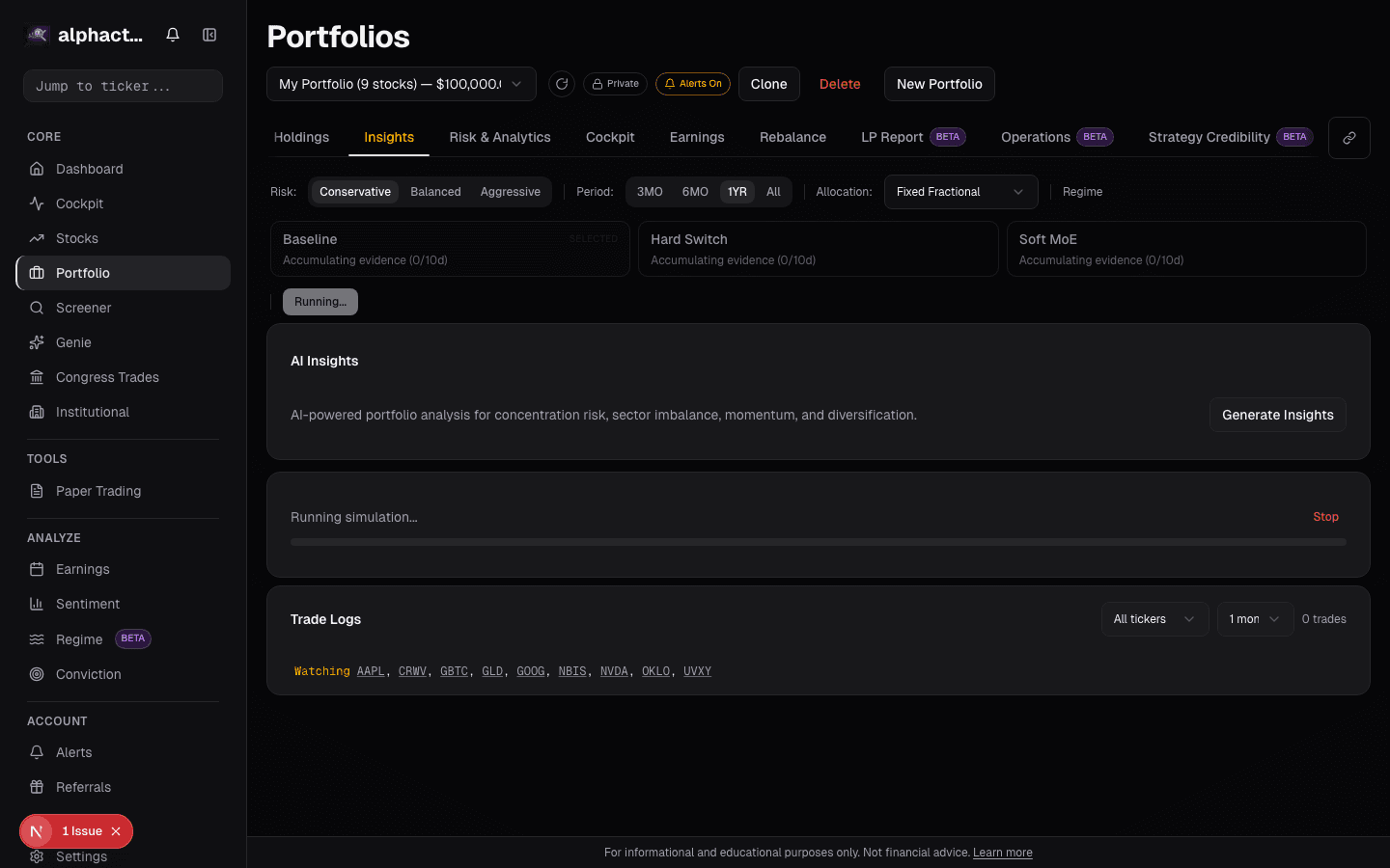 FX exposure breakdown card on alphactor.ai