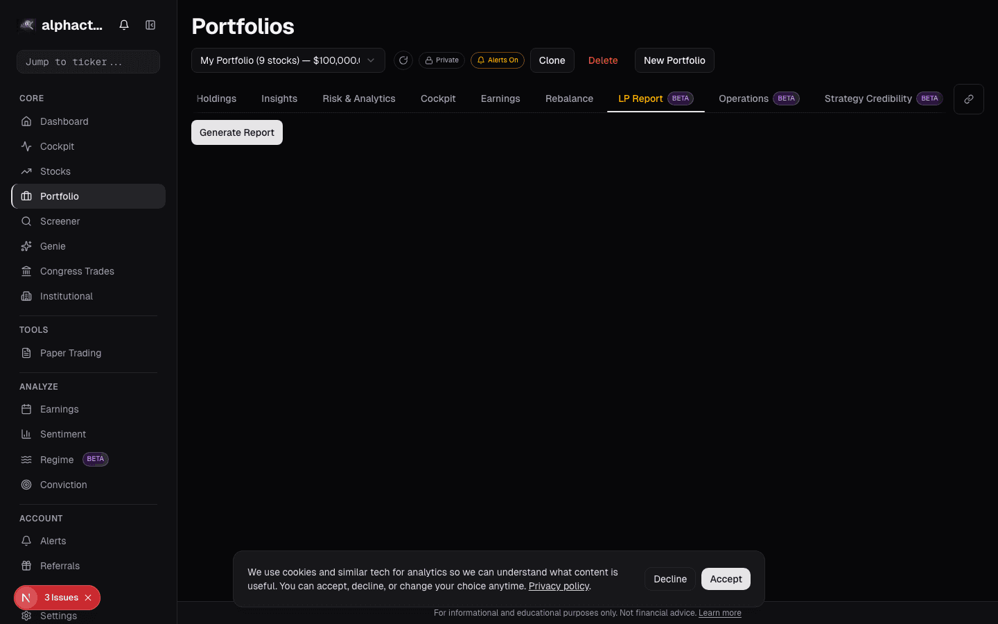LP quarterly report card on alphactor.ai