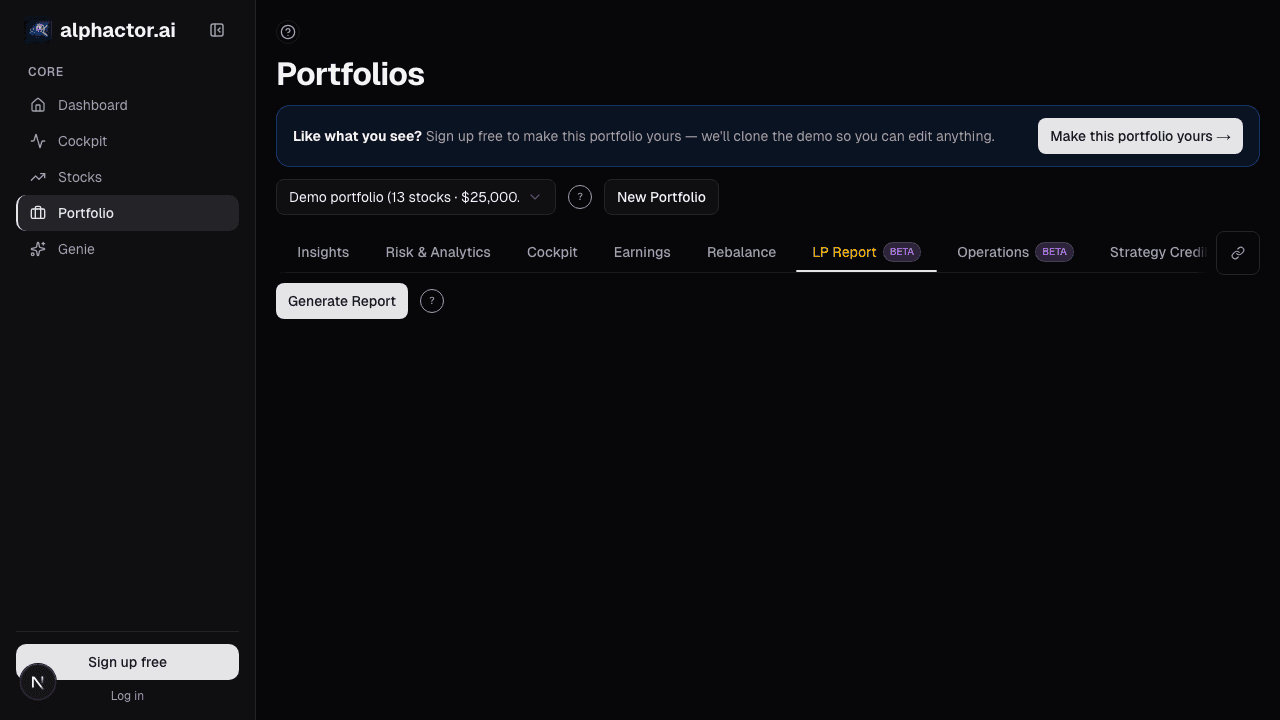 LP quarterly report card on alphactor.ai