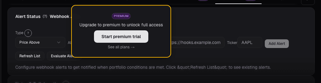 Alert threshold settings for daily loss limits