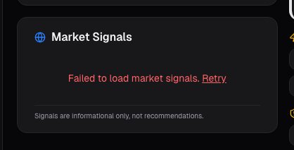 Dashboard market signals card on alphactor.ai