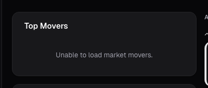 Dashboard movers card on alphactor.ai