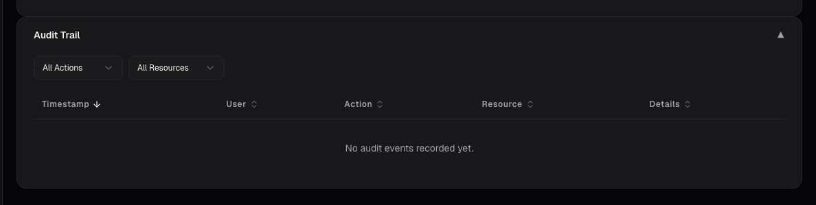Audit trail log on alphactor.ai